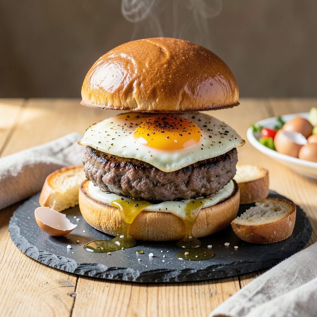 Grilled Hamburger Recipe With Egg: Backyard Classic With Runny Yolk