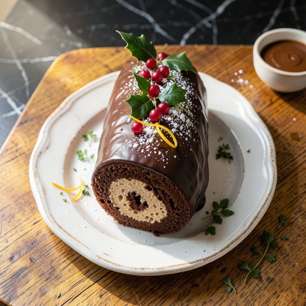 Recipe For Christmas Log Cake: Festive Chocolate Roll with Creamy Filling Recipe For Christmas Log Cake: Festive Chocolate Roll with Creamy Filling