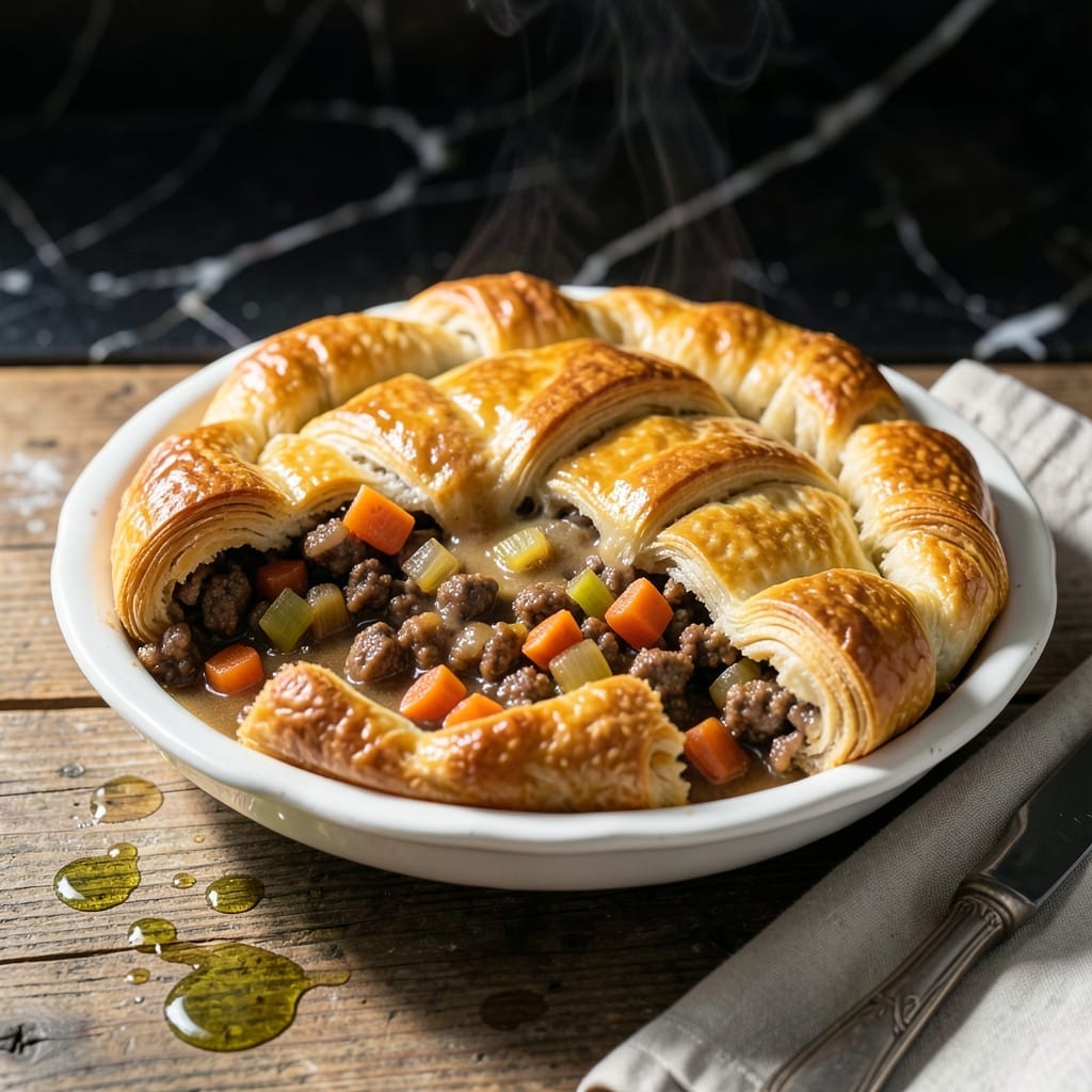 Ground Beef Pot Pie Recipe With Crescent Rolls: Flaky Golden Topping Over Hearty Filling