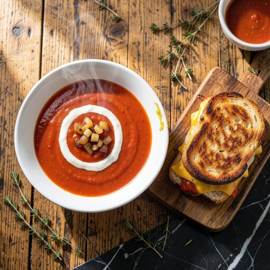 Gourmet Grilled Cheese and Tomato Soup Recipe: Ultra Melty With Rich Dipping Broth