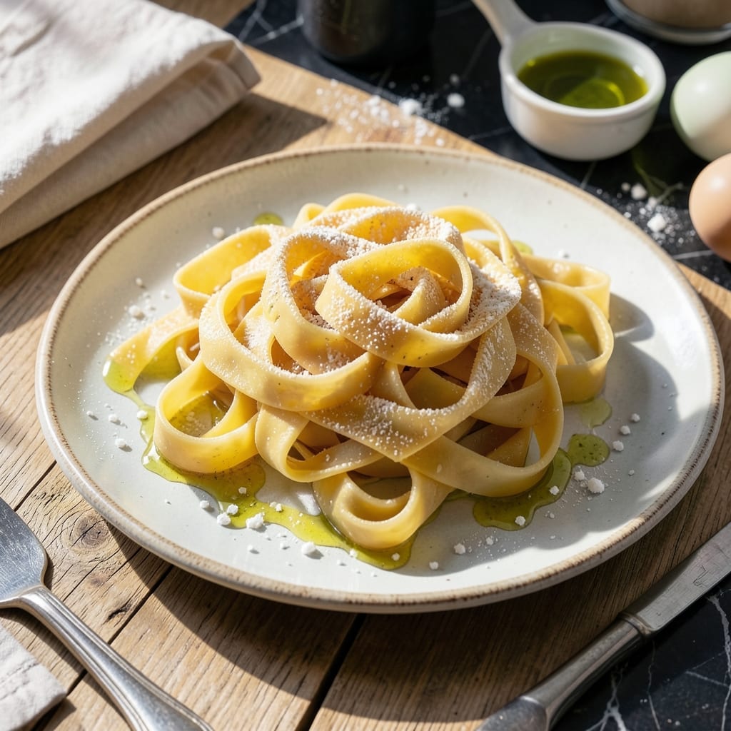 Fresh Pasta Recipe 00 Flour: Silky Hand-Cut Noodles With Egg and Wheat