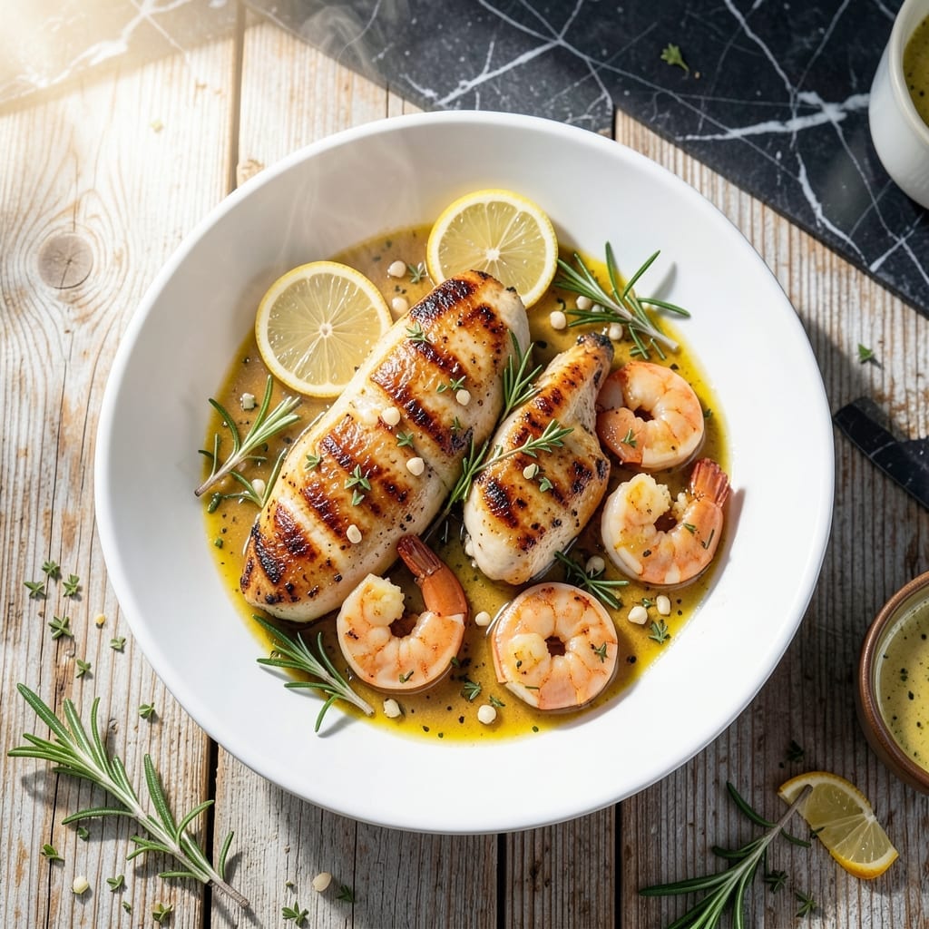 Grilled Chicken Breast and Shrimp Recipe: Surf and Turf Charred to Perfection