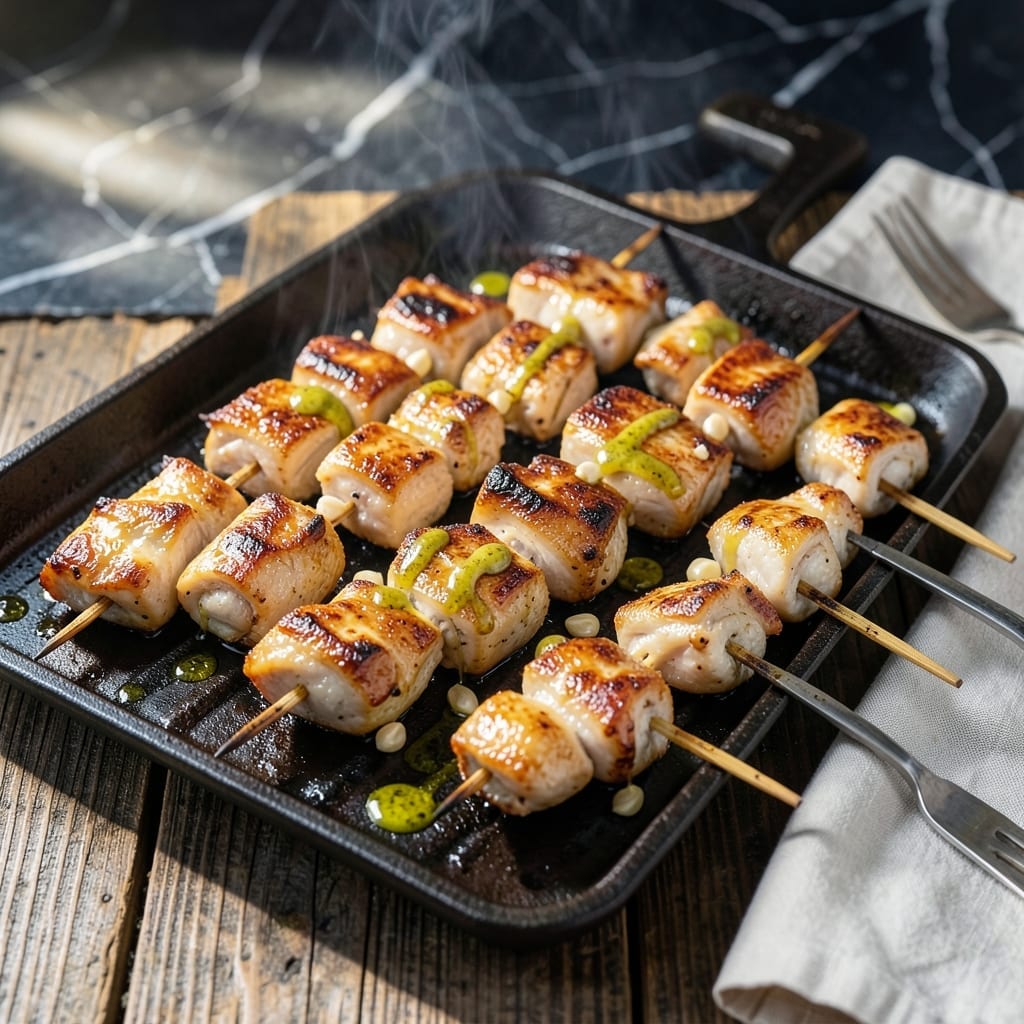 Recipe For Chicken Skewers On Grill: Smoky Char With Garlic Herb Brush
