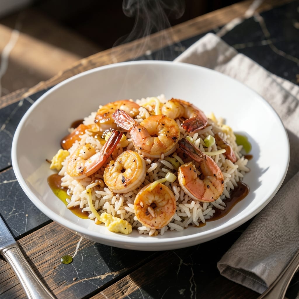 Easy Shrimp Fried Rice Recipe Without Vegetables: Quick Weeknight Meal with Savory Bite