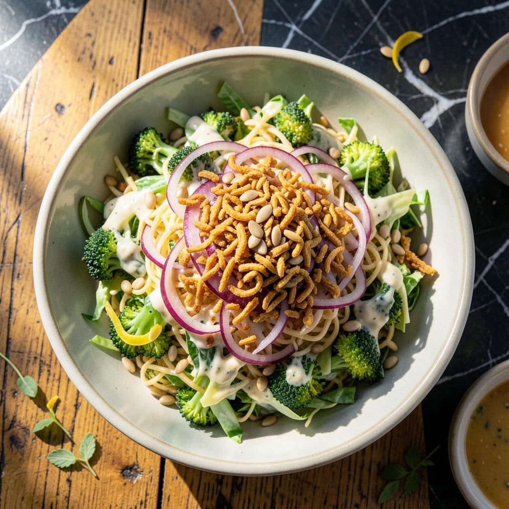 Broccoli Slaw Recipe With Ramen Noodles: Tangy Cabbage and Crunchy Noodle Crunch Broccoli Slaw Recipe With Ramen Noodles: Tangy Cabbage and Crunchy Noodle Crunch
