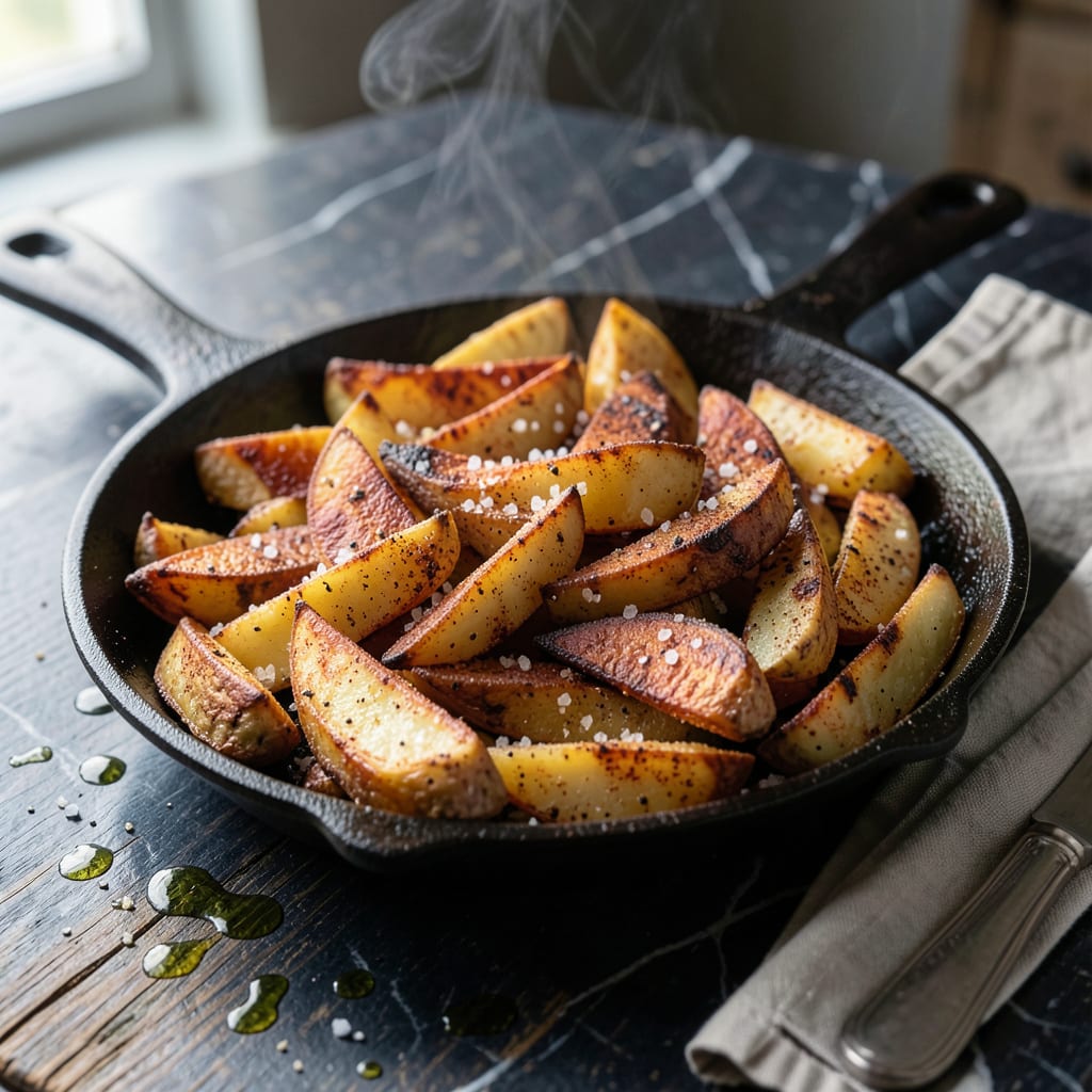 Visual representation of Dinosaur BBQ Salt Potato Recipe: Smoky Spud Perfection in a Skillet