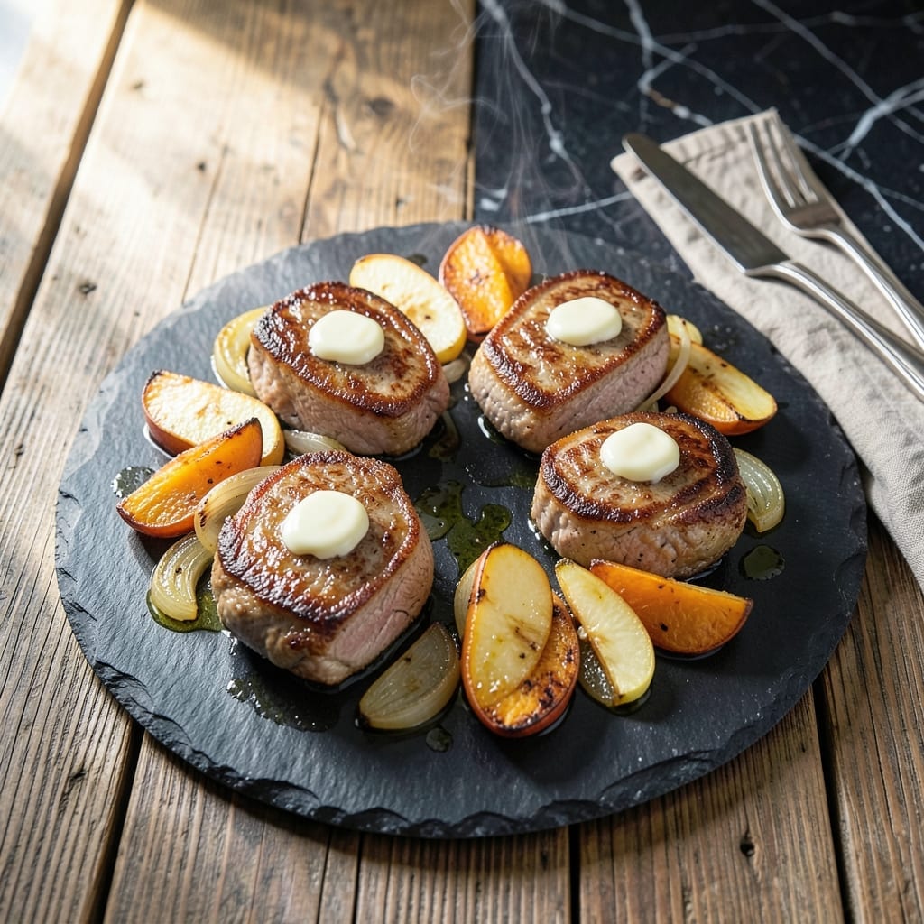 Recipe for Pork Chops with Apples, Onions and Sweet Potatoes: One-Pan Autumn Harvest Dinner