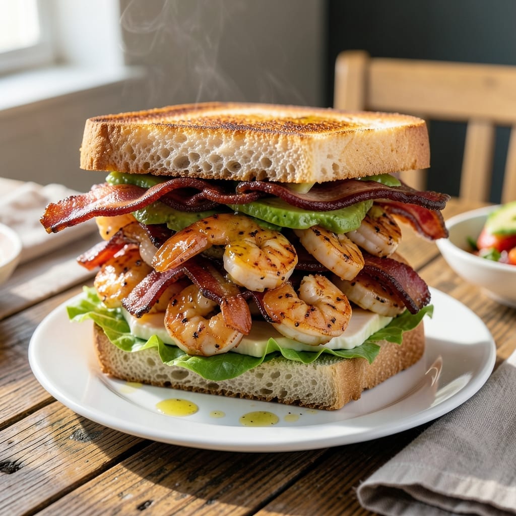 Cheesecake Factory Grilled Shrimp and Bacon Club Sandwich Recipe: Stacked With Smoky Sweet Layers