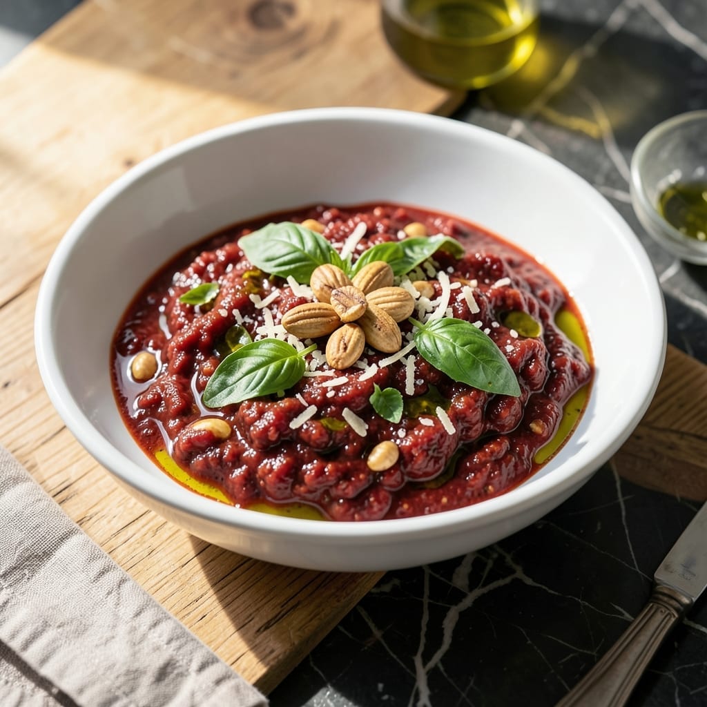 Recipe for Red Pesto Sauce: Sun-Dried Tomato and Basil Brilliance
