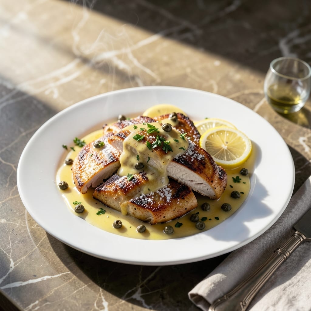 Recipe For Chicken Piccata With Capers: Bright Lemon-Caper Sauce Over Tender Cutlets