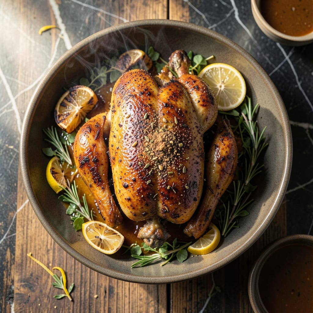 Barbecue Roast Chicken Recipe: Open-Flame Caramelized Crust Barbecue Roast Chicken Recipe: Open-Flame Caramelized Crust