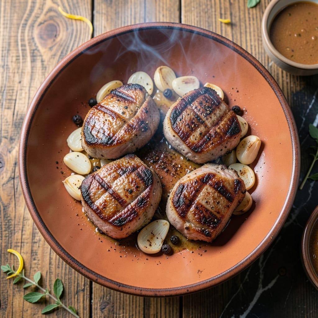 Grilled Pork Ribeye Recipe: Applewood Smoked With Garlic Herb Baste