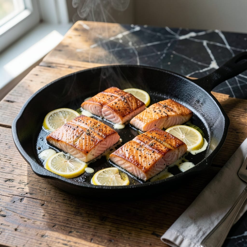 Salmon Recipe Pan: Crispy Skin With Lemon Herb Finish