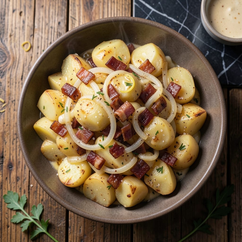 German Potato Salad Recipe Warm: Vinegar-Dressed and Bacon-Infused