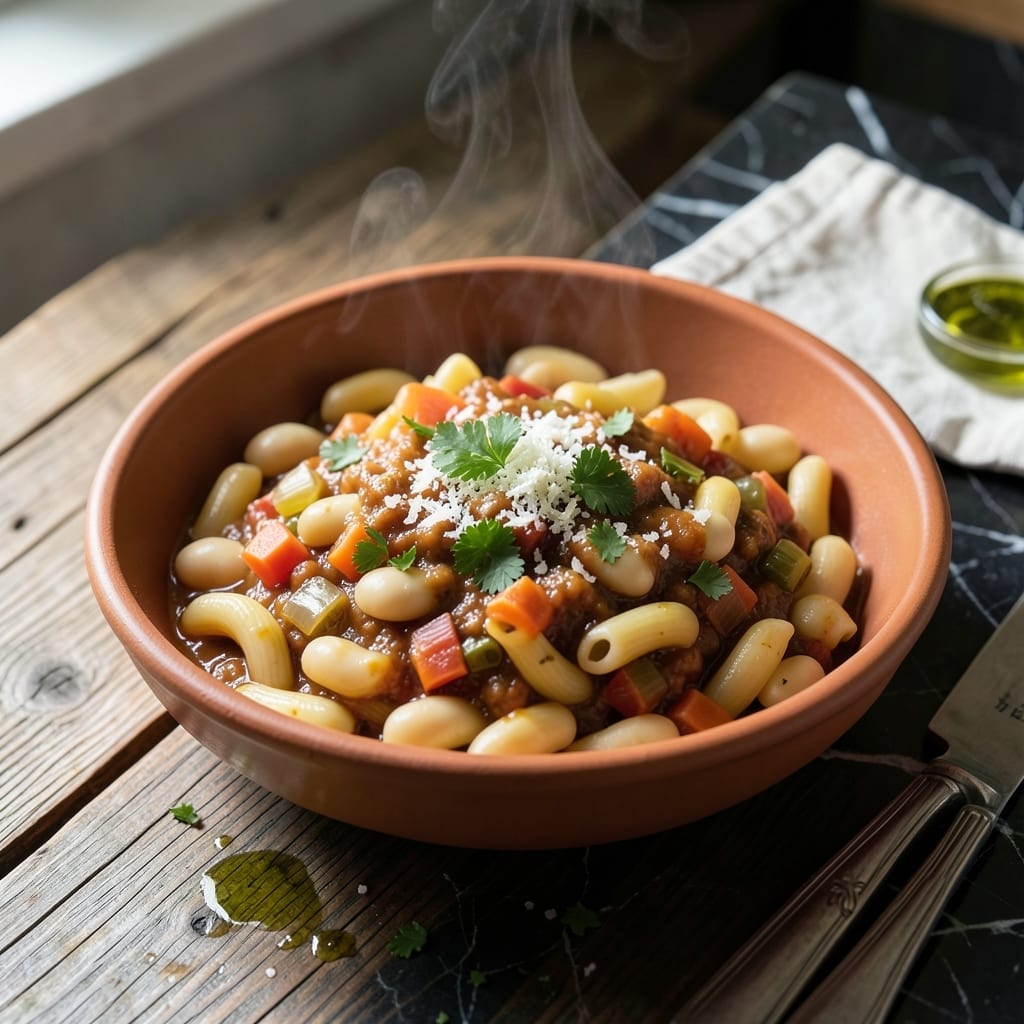 Recipe for Pasta Fagioli Italian Style: Rustic White Bean and Pasta Delight