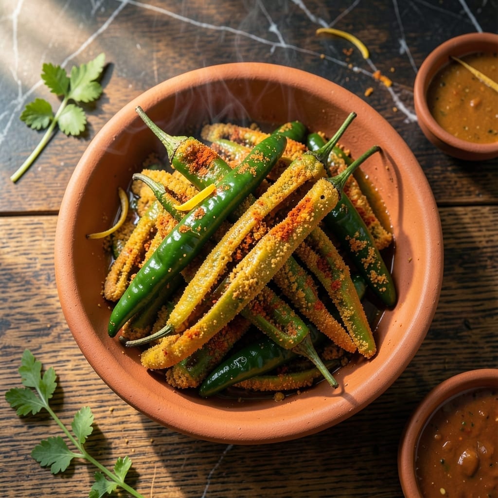 Mirchi Bajji Recipe Vismai Food: Crispy Stuffed Chili Fritters with South Indian Flair