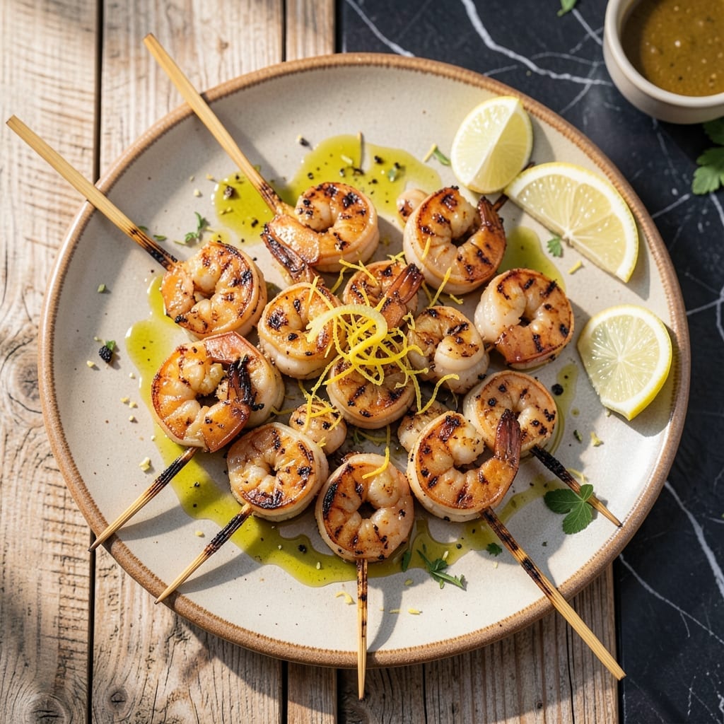 Grilled Garlic Shrimp Skewers Recipe: Smoky Char With Citrus Zing
