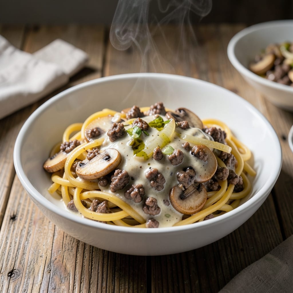 Hamburger Stroganoff Recipe With Cream of Mushroom Soup: Rich and Velvety One-Pot Meal