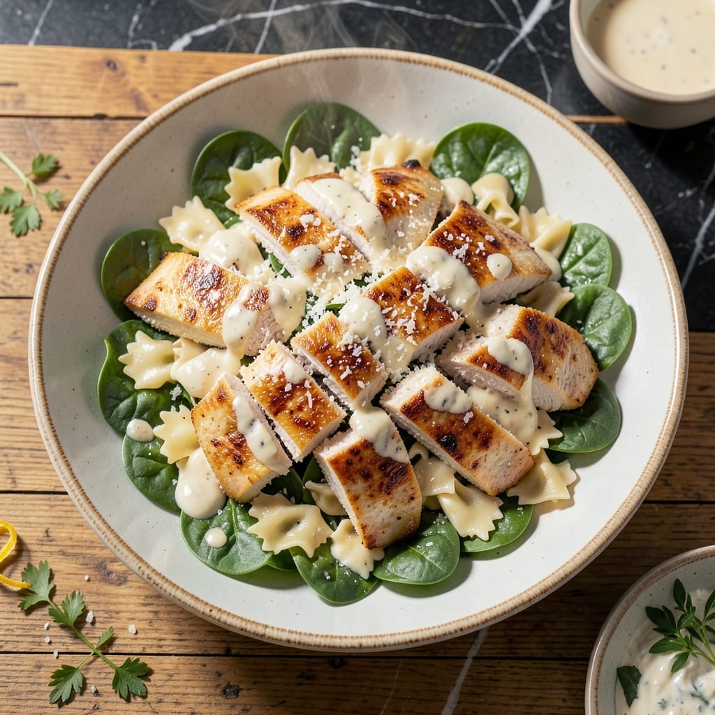 Chicken Florentine Salad Macaroni Grill Recipe: Copycat Creamy Spinach and Pasta Bowl