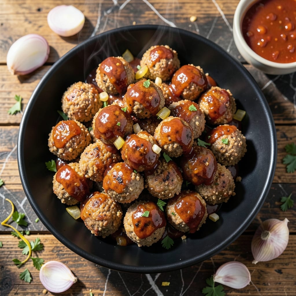 Sweet Barbecue Meatballs Recipe: Sticky Glaze Over Juicy Bites