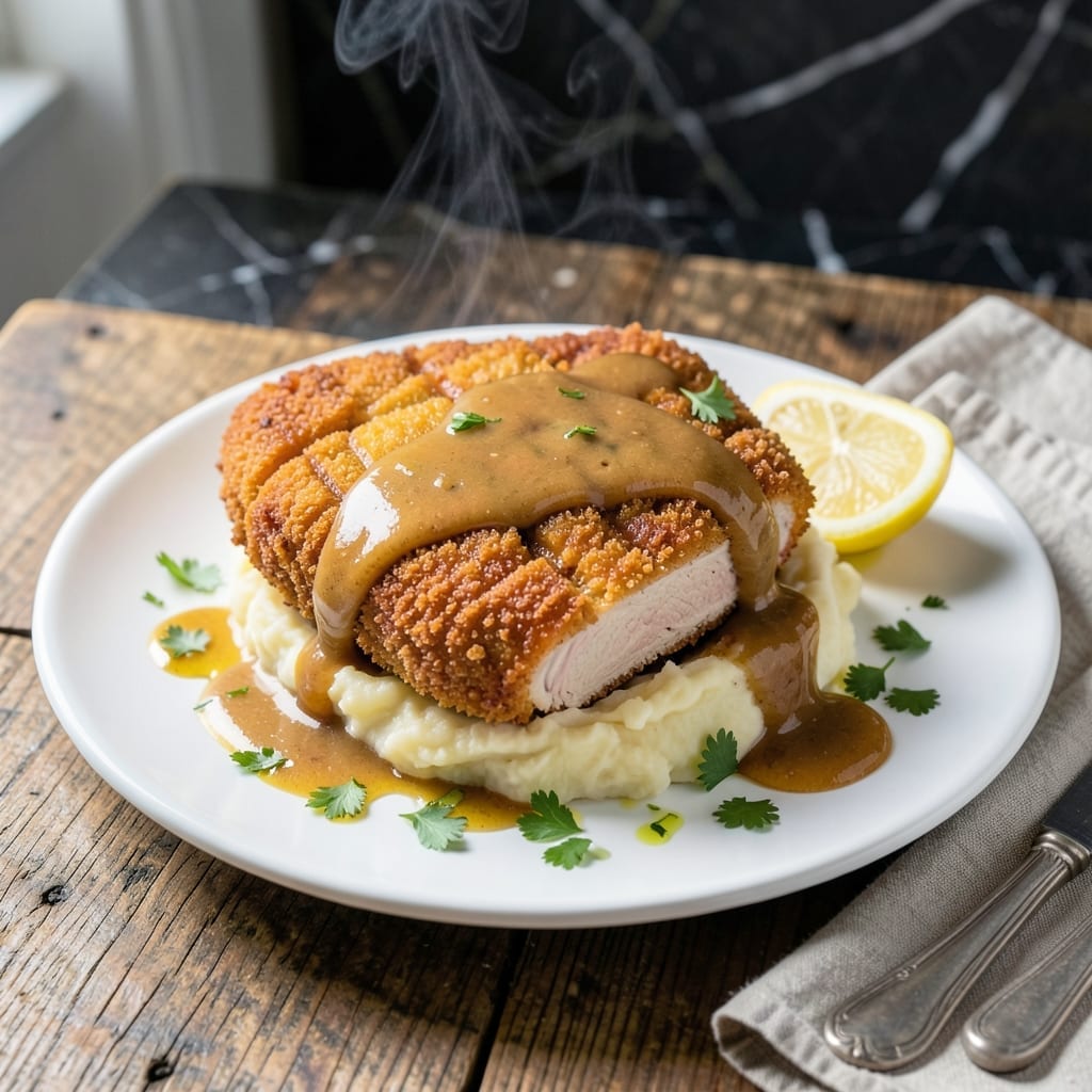 Pork Schnitzel Recipe With Gravy: Crispy Cutlets With Rich Sauce