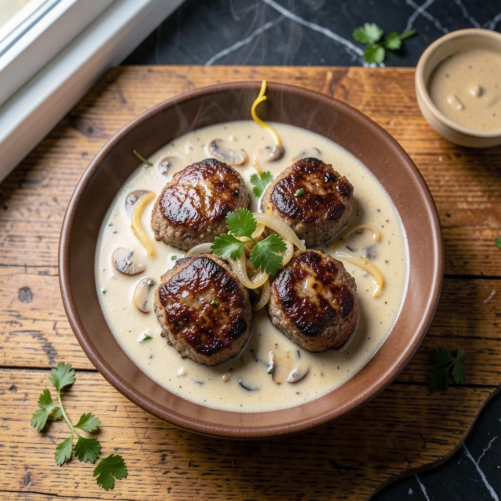 Salisbury Steak Recipe With Mushroom Soup: Homestyle Gravy With Tender Beef Patties