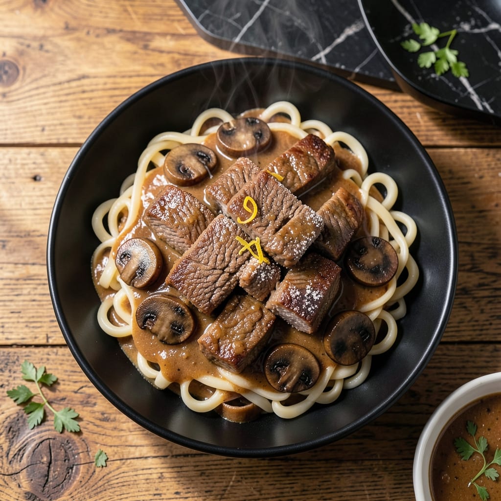 Beef Stroganoff Recipe Stew Meat: Mushroom-Infused Cream Sauce Over Noodles