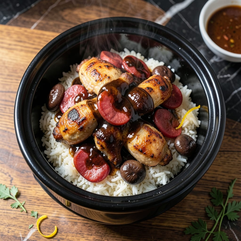 Malaysian Claypot Chicken Rice Recipe in Rice Cooker: One-Pot Aromatic Fragrance