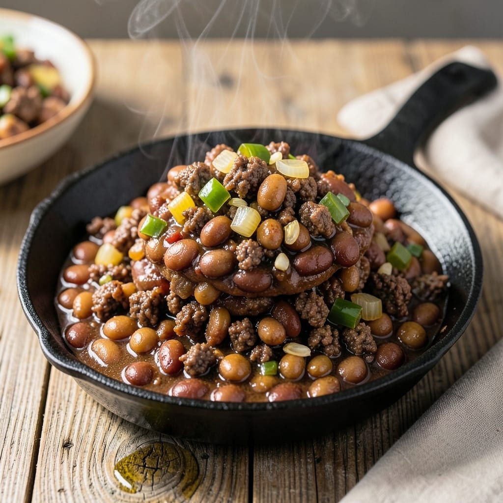 Recipe for Baked Beans With Hamburger Meat: Smoky Sweet One-Pot Heartiness
