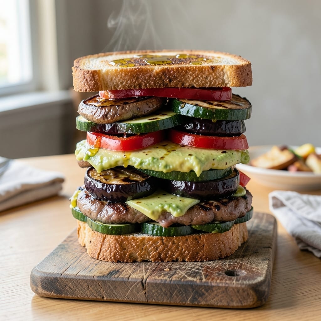Grilled Veg Club Sandwich Recipe: Stacked With Smoky Char and Creamy Avocado