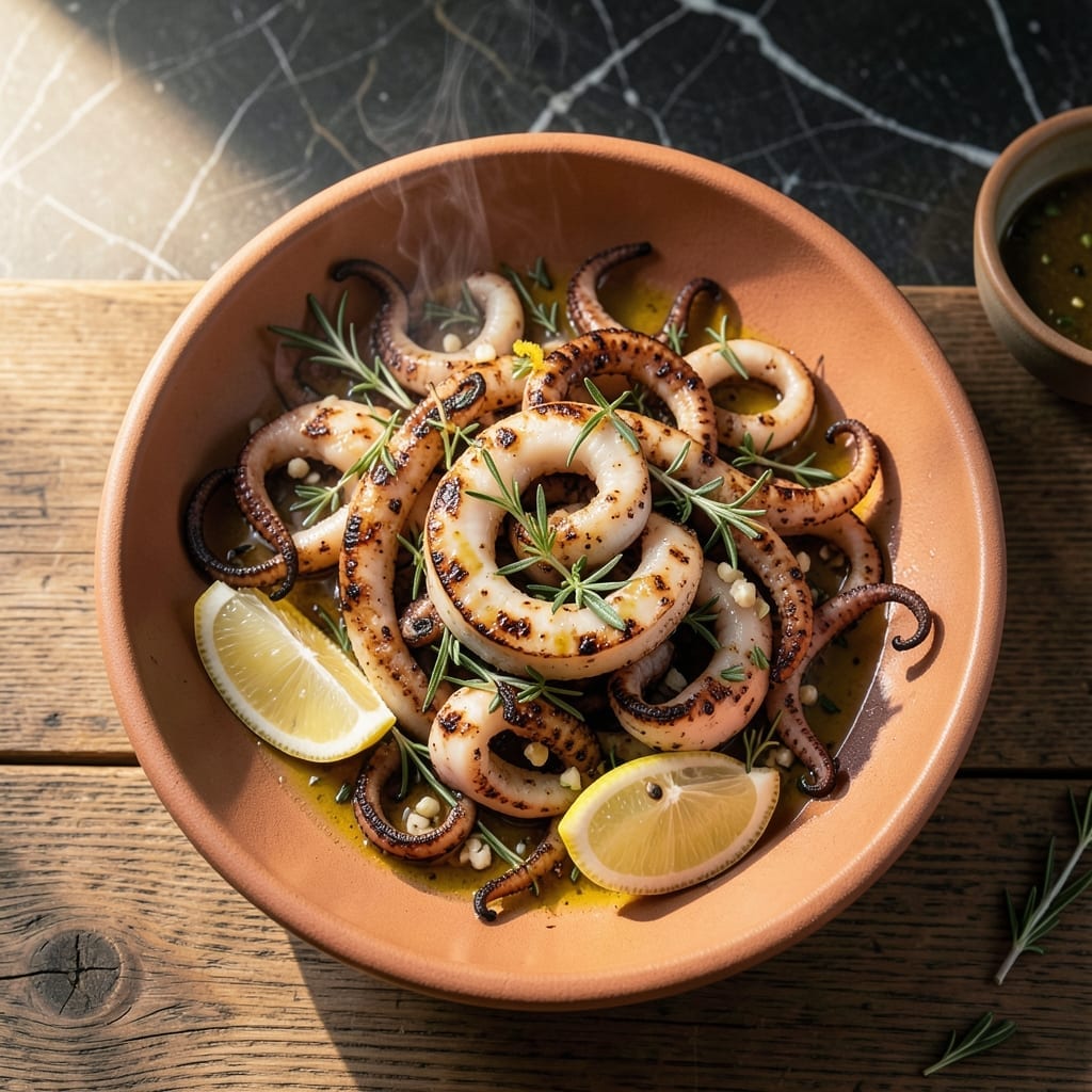Grilled Calamari Recipe Food Fantasy: Smoky Grill With Zesty Mediterranean Flair