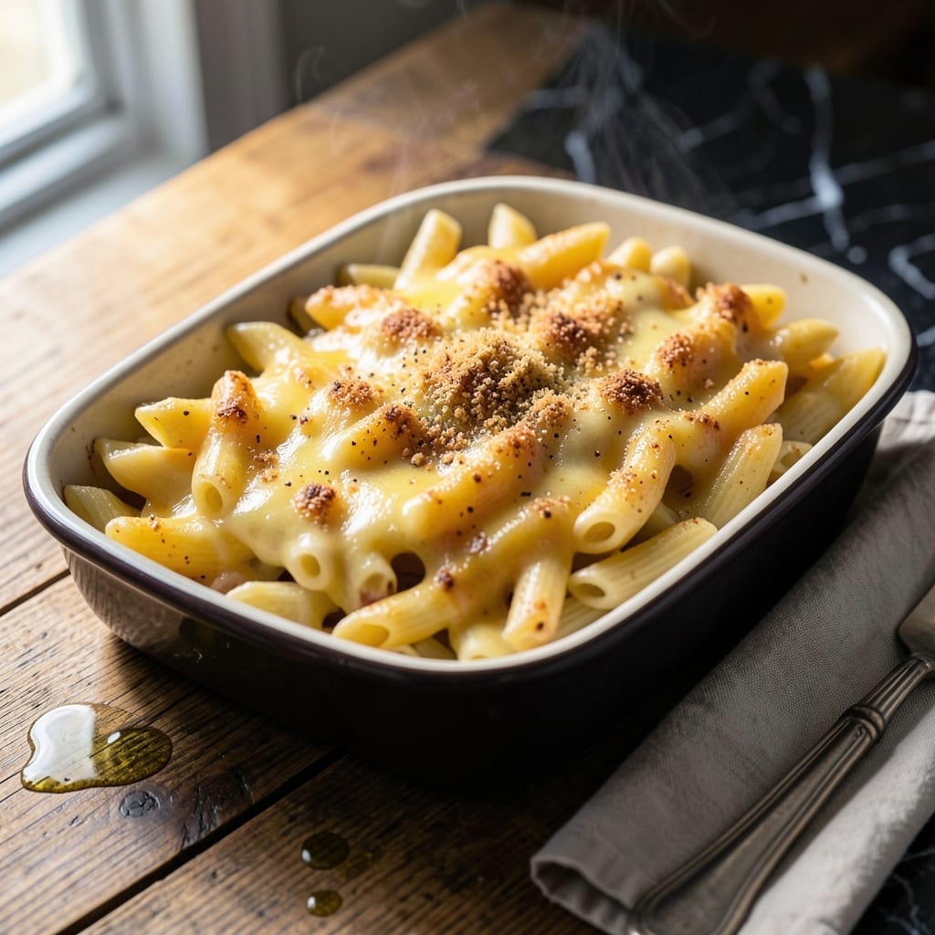 Macaroni and Cheese Recipe With Penne Pasta: Baked Three-Cheese Indulgence Macaroni and Cheese Recipe With Penne Pasta: Baked Three-Cheese Indulgence