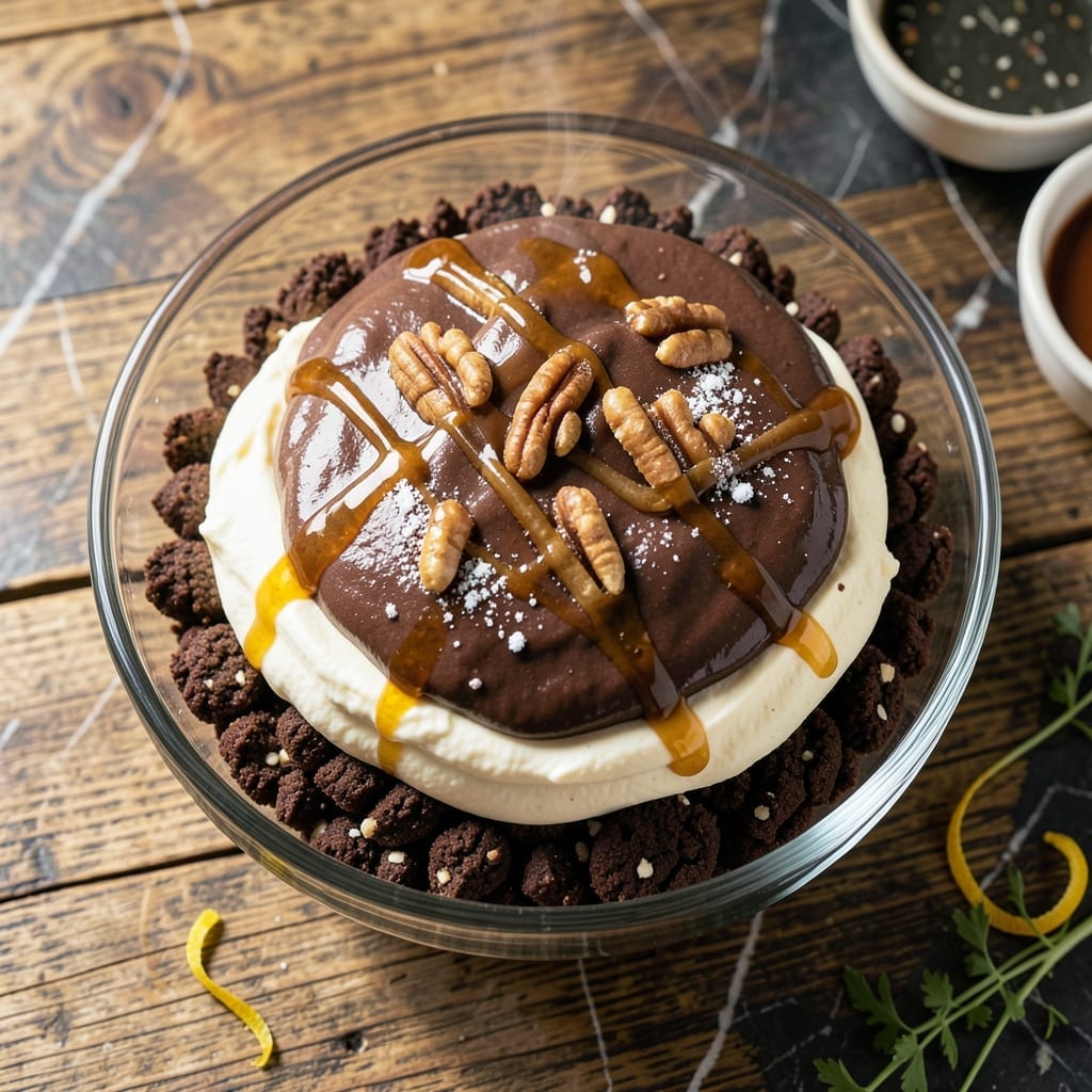 No Bake Turtle Lush Recipe: Caramel Pecan Chocolate Layers