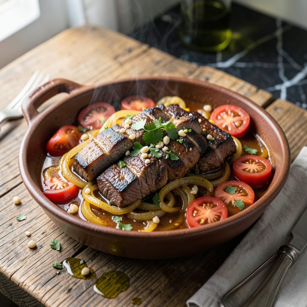 Bistec Guisado Recipe: Latin-Inspired Beef in Rich Tomato Sauce Bistec Guisado Recipe: Latin-Inspired Beef in Rich Tomato Sauce