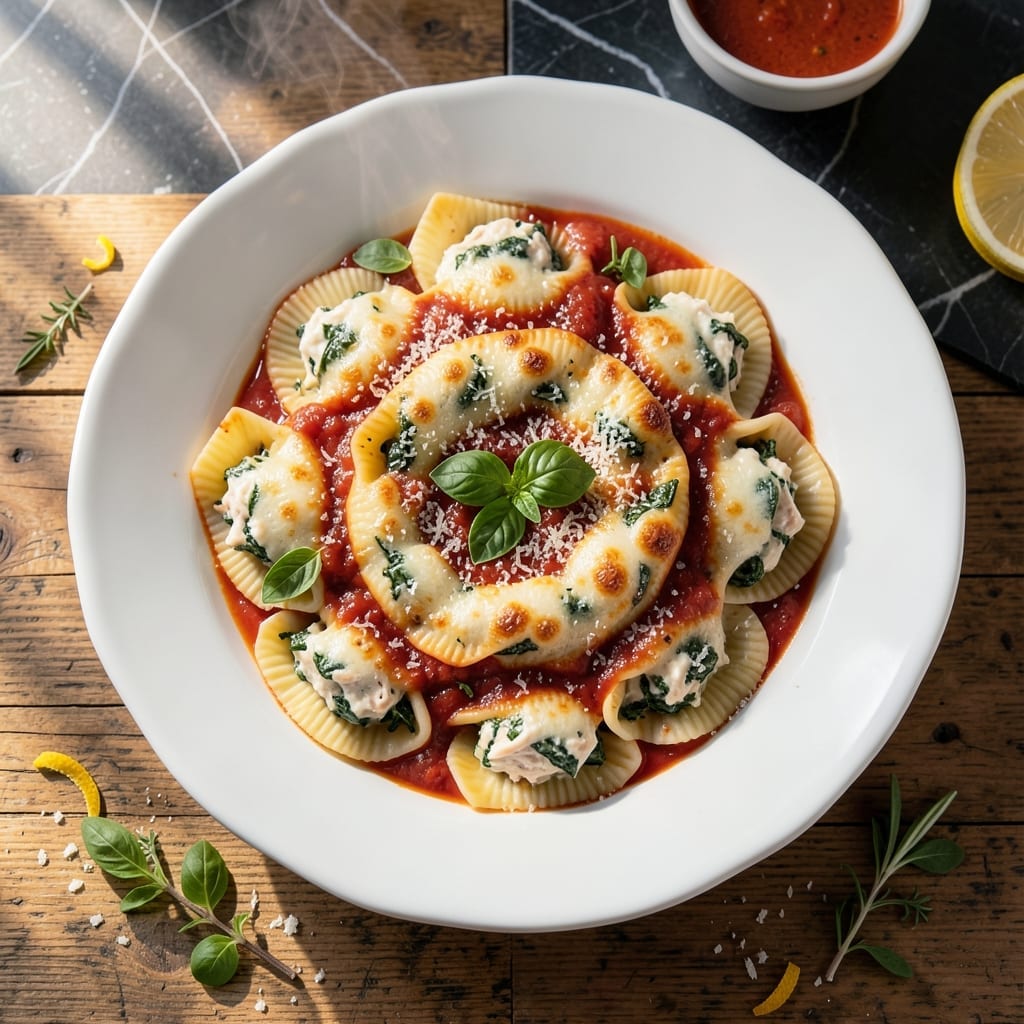 Recipe Chicken Spinach Ricotta Cheese: Stuffed Shells With Herb-Infused Filling