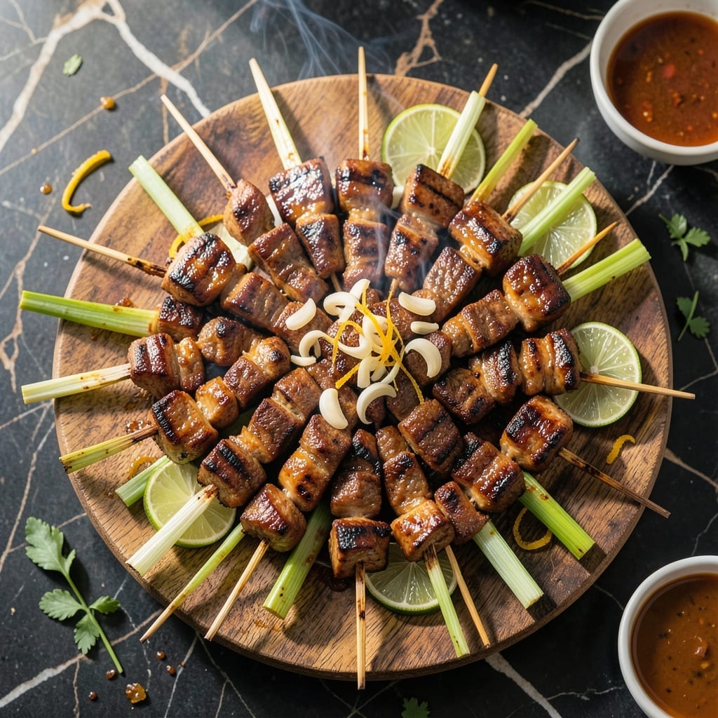 Cambodian Grilled Lemongrass Beef Skewers Recipe: Charcoal-Kissed Citrus Aroma