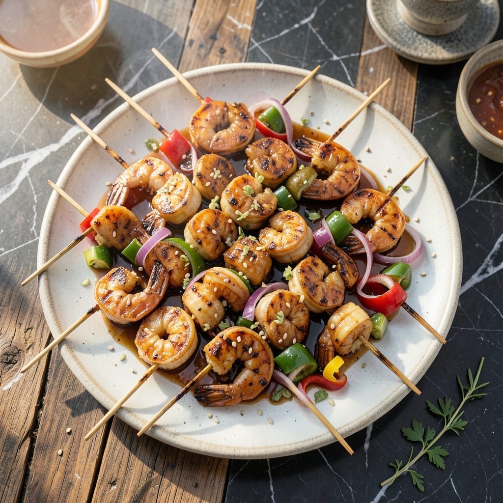 Grilled Teriyaki Shrimp Kabobs Recipe: Skewered Sweetness With Smoky Char