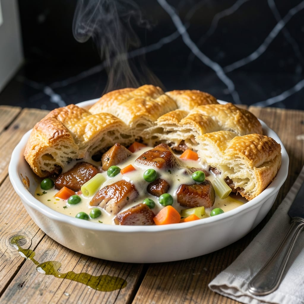 Old Fashioned Chicken Pot Pie Recipe With Biscuits: Flaky Topped One-Dish Comfort