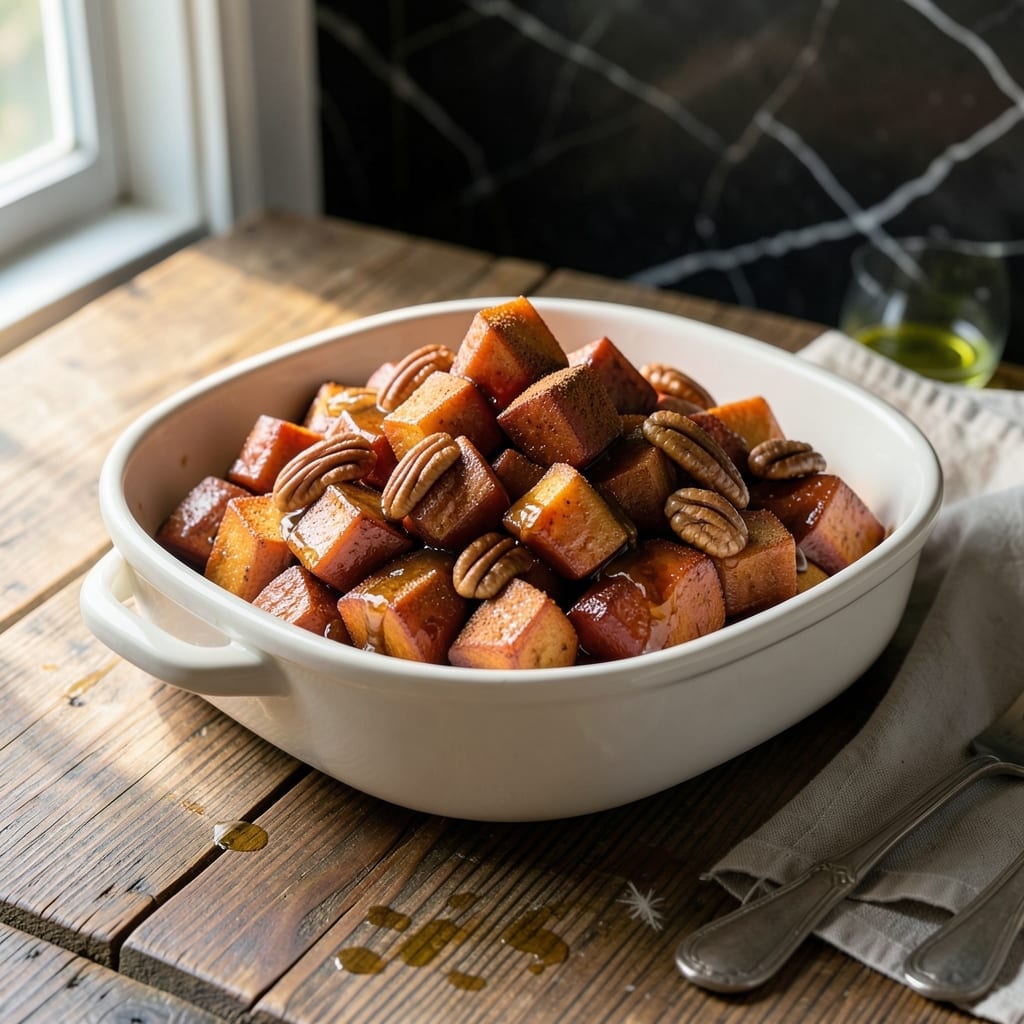Candied Sweet Potatoes Recipe: Brown Sugar Glaze With Pecan Crunch