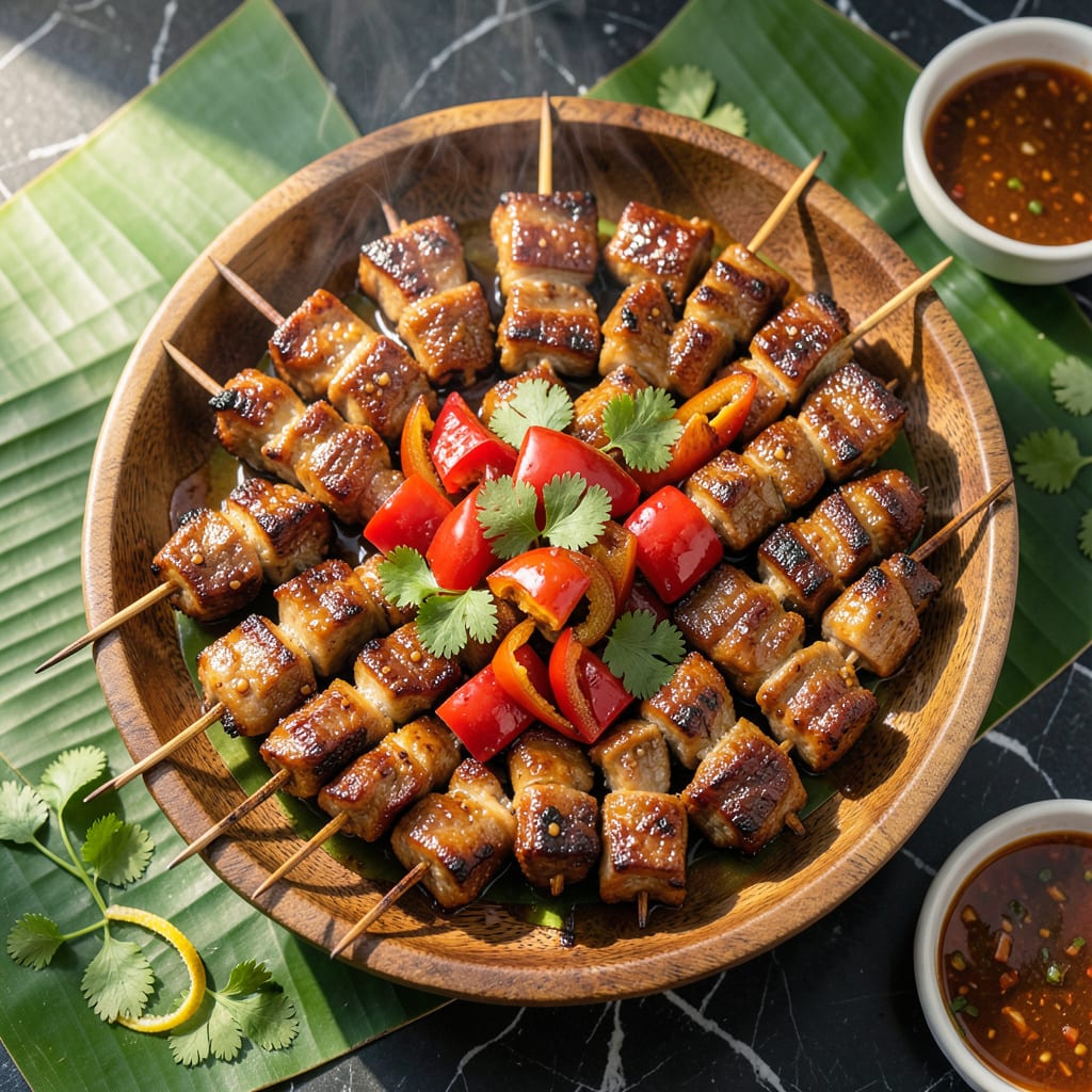 Filipino BBQ Pork Skewers Recipe: Char Siu Inspired Grill Delight illustration with key details