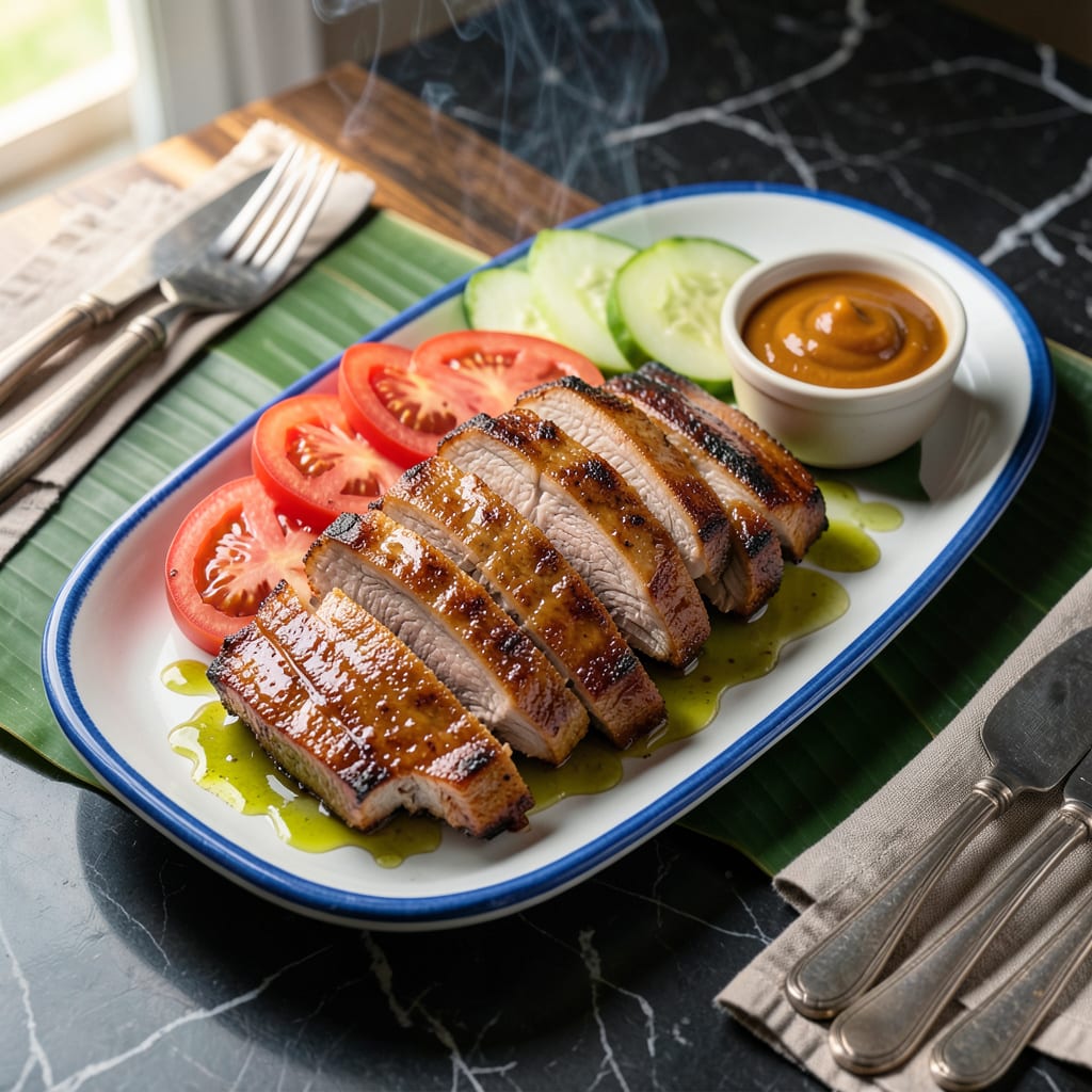 filipino pork liempo bbq recipe illustration with key details