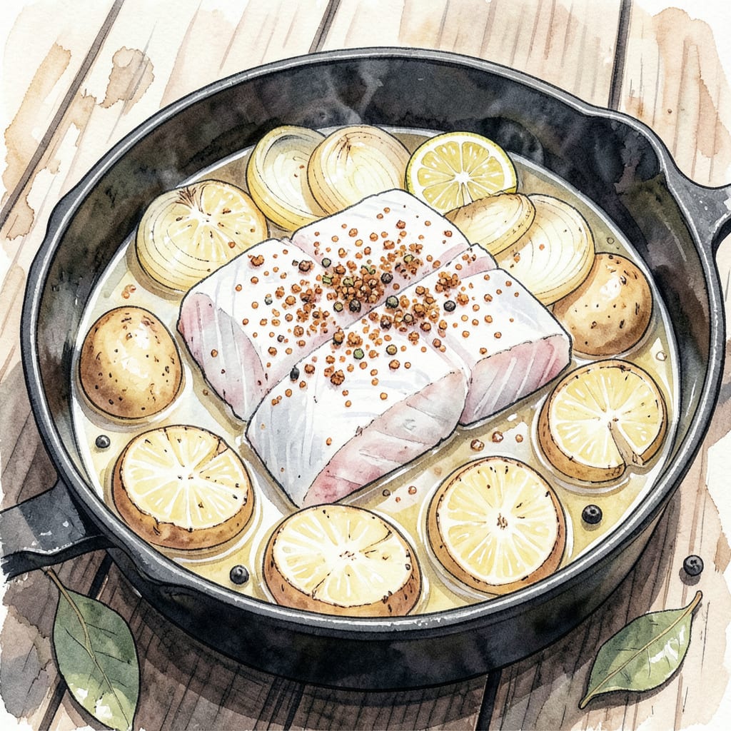 Visual representation of fish boil recipe old bay