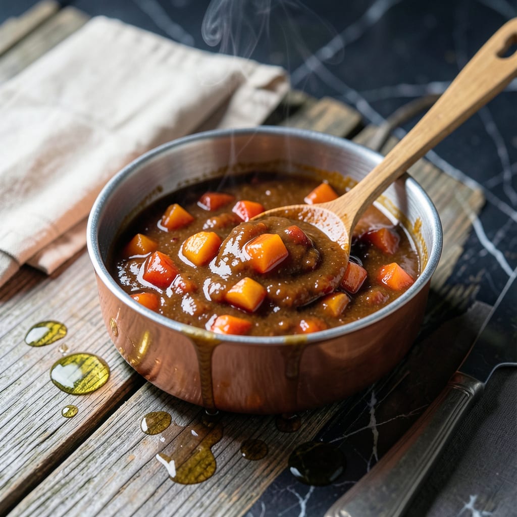 fresh peach bbq sauce recipe illustration with key details