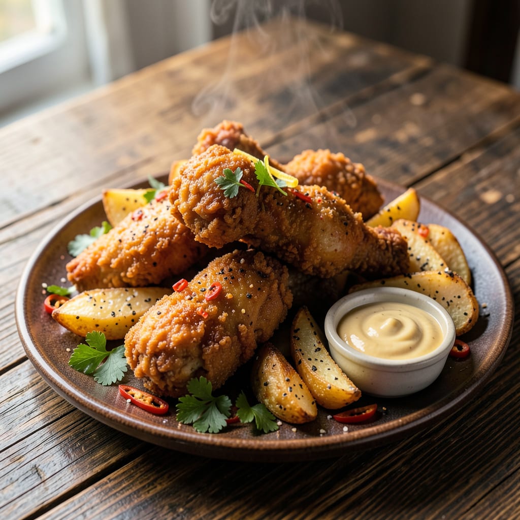 Fry Frozen Chicken: Crispy Golden Crust in Minutes Flat illustration with key details