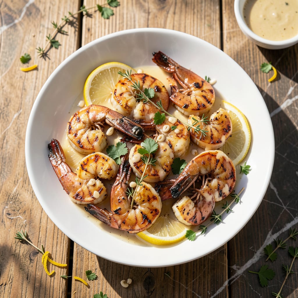 Visual representation of Garlic Butter Grilled Shrimp Recipe: Smoky Char with Herb Infusion