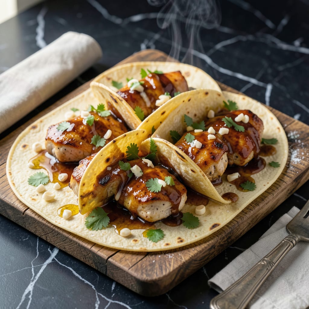 Complete Garlic Butter Honey BBQ Chicken Tacos Recipe: Sweet and Smoky Fusion in Every Bite overview image