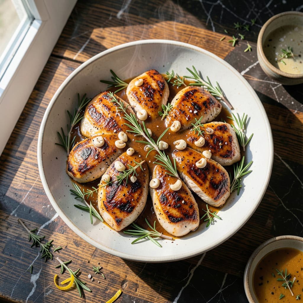 Visual representation of garlic chicken grilled recipe