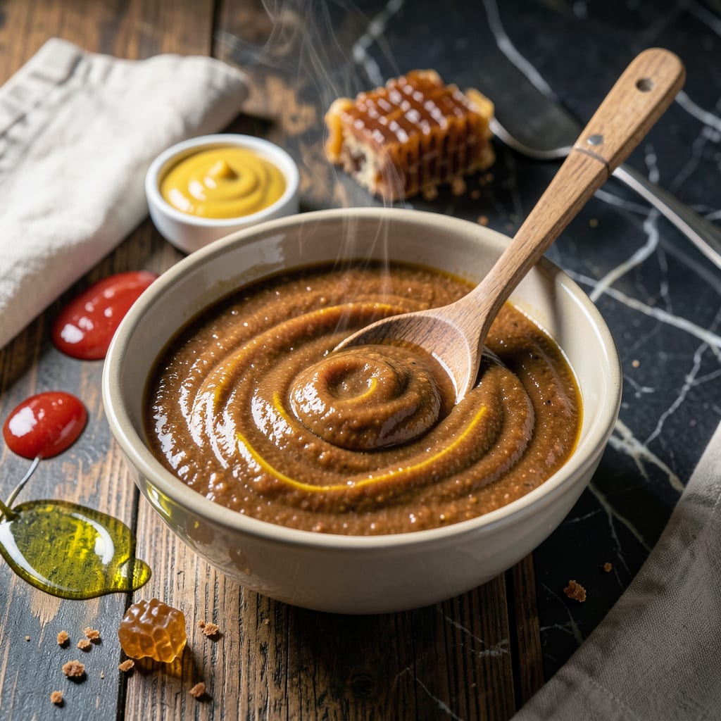 Georgia Mustard BBQ Sauce Recipe: Sweet Heat With Peach State Pride illustration with key details