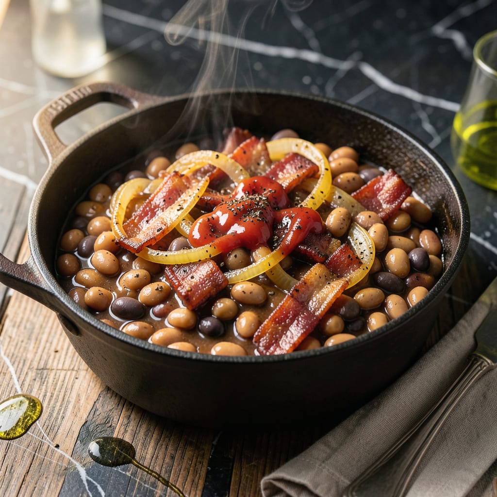 Visual representation of grandma browns baked beans recipe