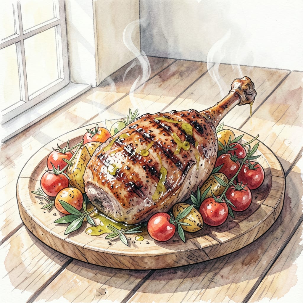 greek bbq lamb recipe illustration with key details